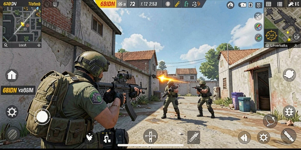 Tampilan seru dari gameplay 68IDN yang penuh aksi FPS.