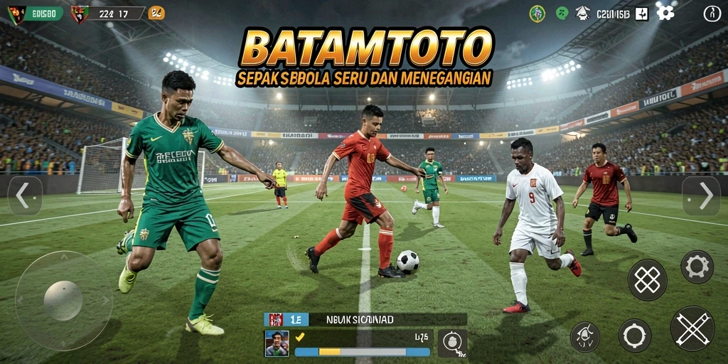 Tampilan gameplay seru dari BATAMTOTO yang menampilkan aksi sepak bola.