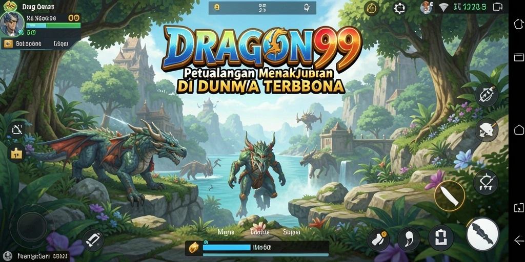 Tangkapan layar gameplay <strong>DRAGON99</strong> menampilkan petualangan epic dalam dunia terbuka.