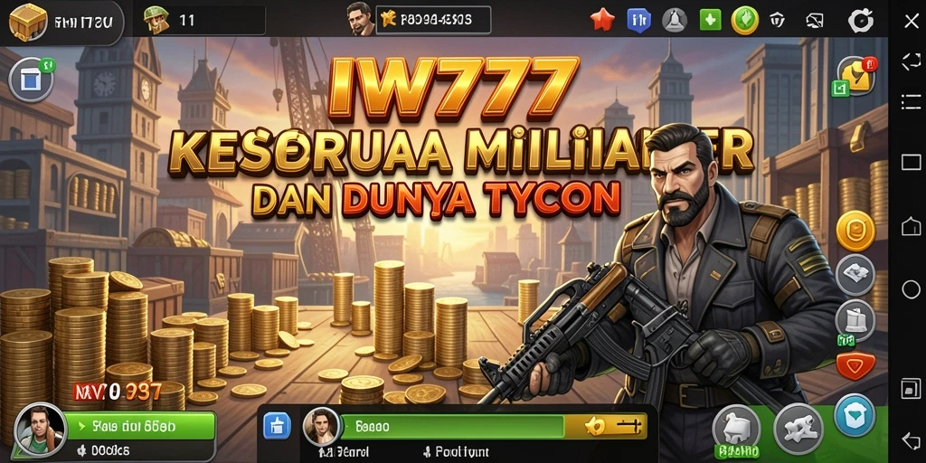 Tampilan gameplay nyata IW777 dengan elemen Tycoon yang menarik.