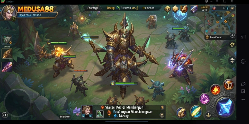 Tangkapan layar menunjukkan aksi mendebarkan dalam gameplay strategi MEDUSA88.