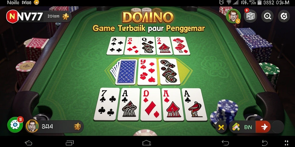 Screenshot gameplay NV77 menampilkan aksi domino yang seru.